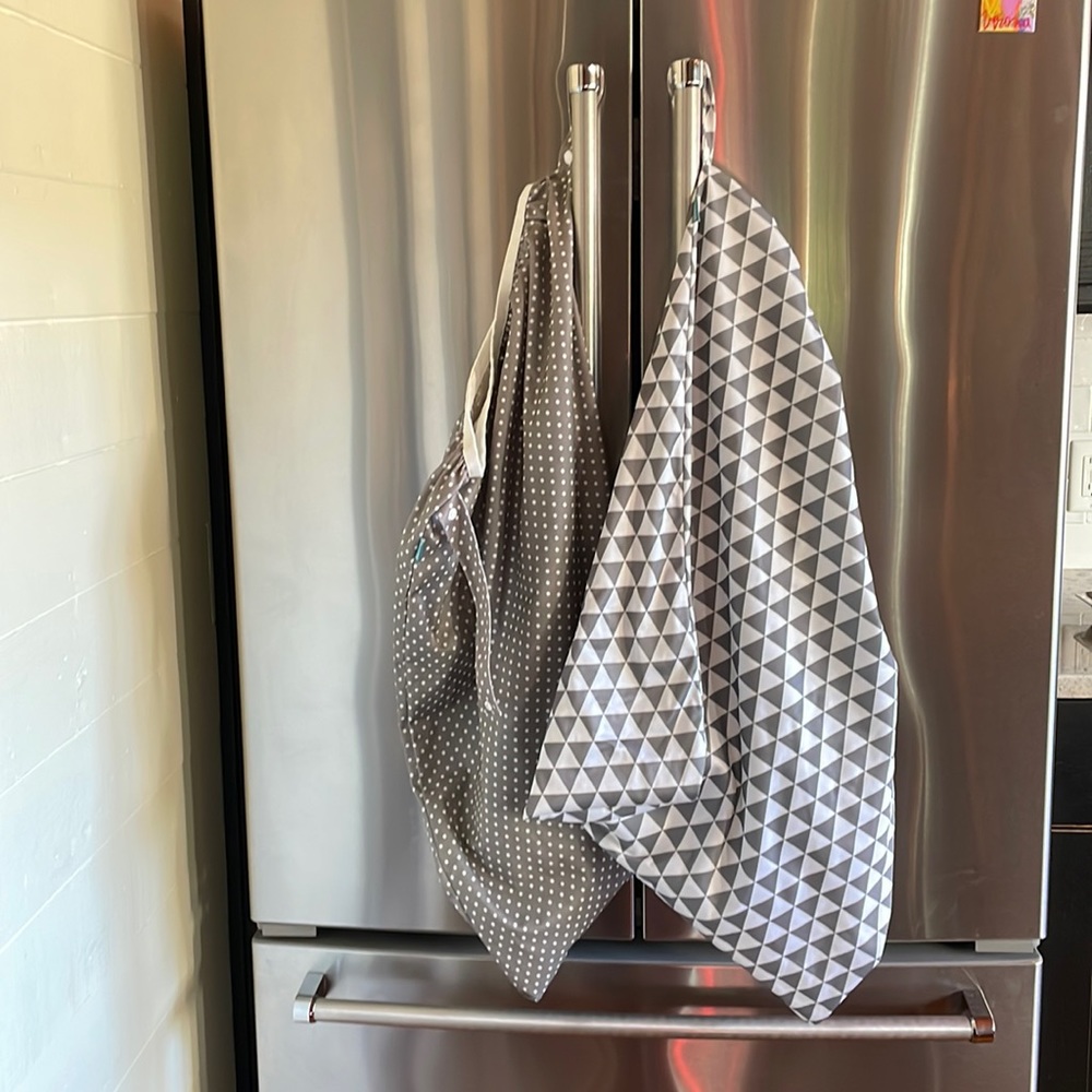 Two (2) washable wet/dry bags for cloth diapers/laundry/clothes storage